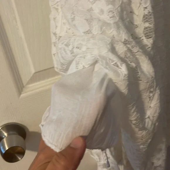 High rise super wide leg Lace pants white Size L - Picture 12 of 17